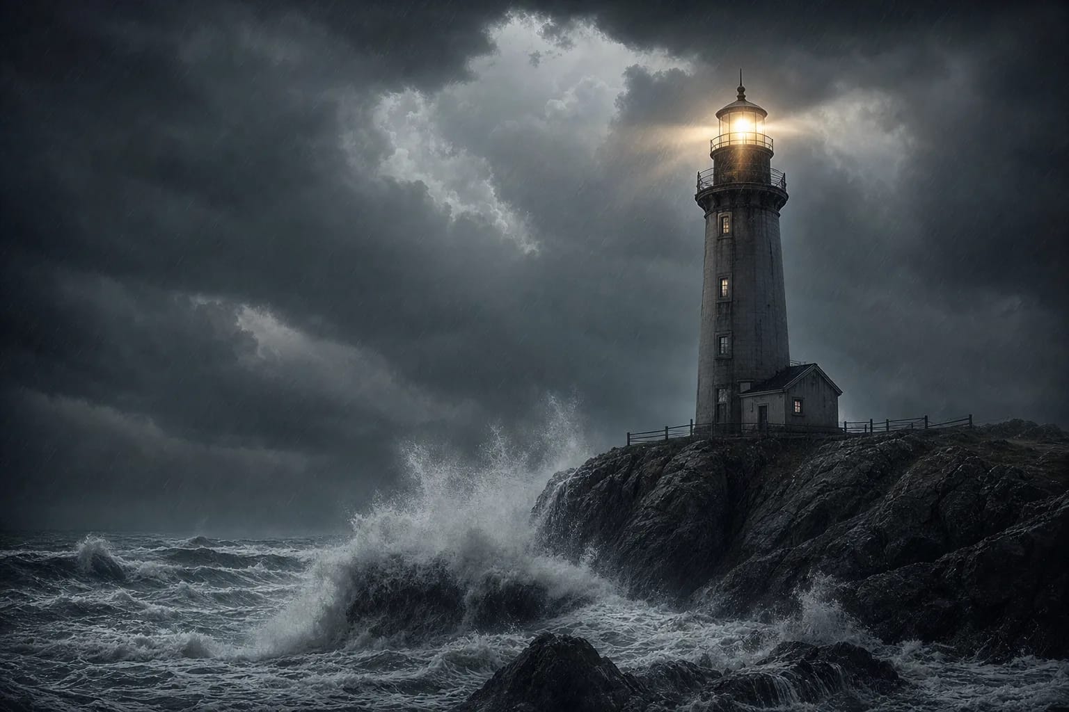 KI-generiertes Bild: Ein Leuchtturm, der im Sturm standhält