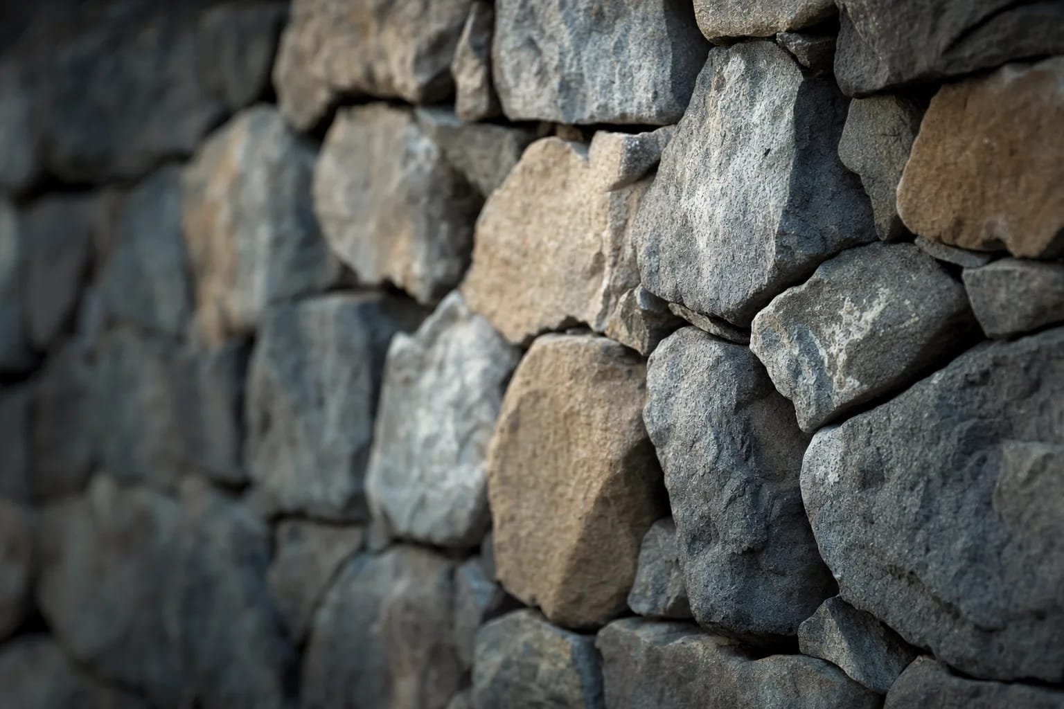 KI-generiertes Bild: Trockenmauer aus einzelnen Steinen, die sich gegenseitig tragen