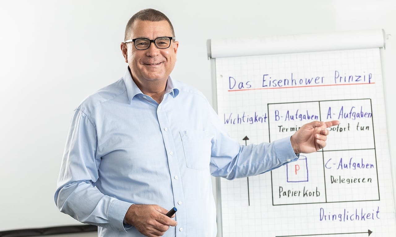 Alexander Preidt erklärt eine Methode am Flipchart
